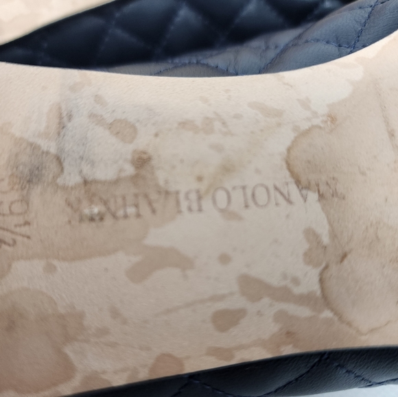 Manolo Blahnik Navy Quilted Leather Flats 39.5 - Picture 6 of 9